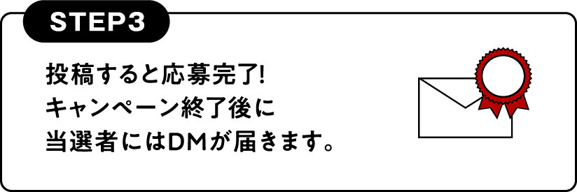 STEP3 投稿すると応募完了！キャンペーン終了後に当選者にはDMが届きます。